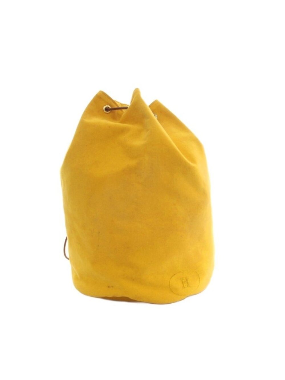 Hermes Polochon Mimile PM Drawstring Shoulder Bag Backpack Canvas Yellow